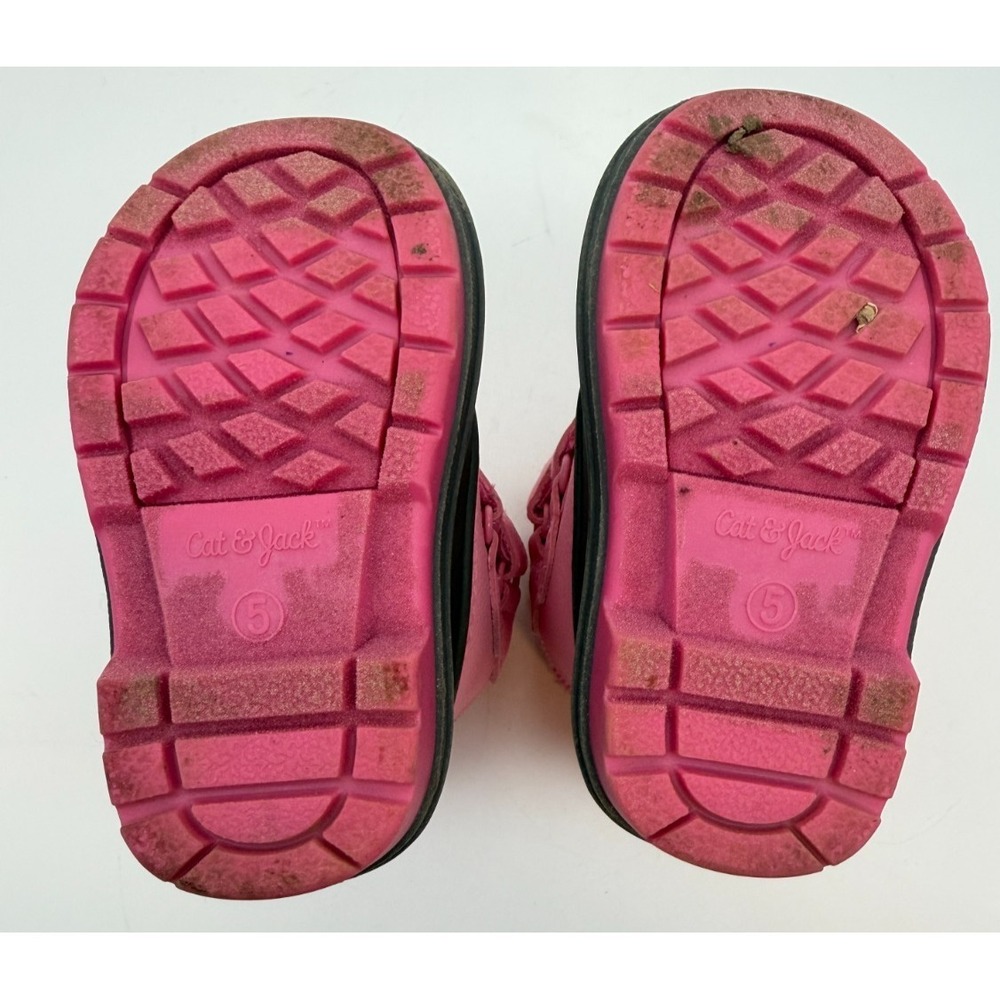 Cat & Jack Pink Grey Faux Fur Trim Winter Cute Snow Boots Toddler Girl's Size 5 - Picture 9 of 13